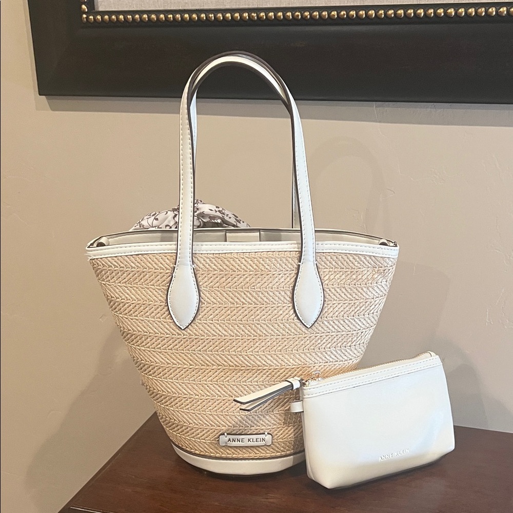 Anne Klein White and Tan Women's Tote Bag